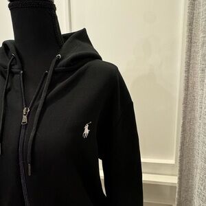 Medium Black Polo Ralph Lauren Hoodie - Double Knit, Full Zip